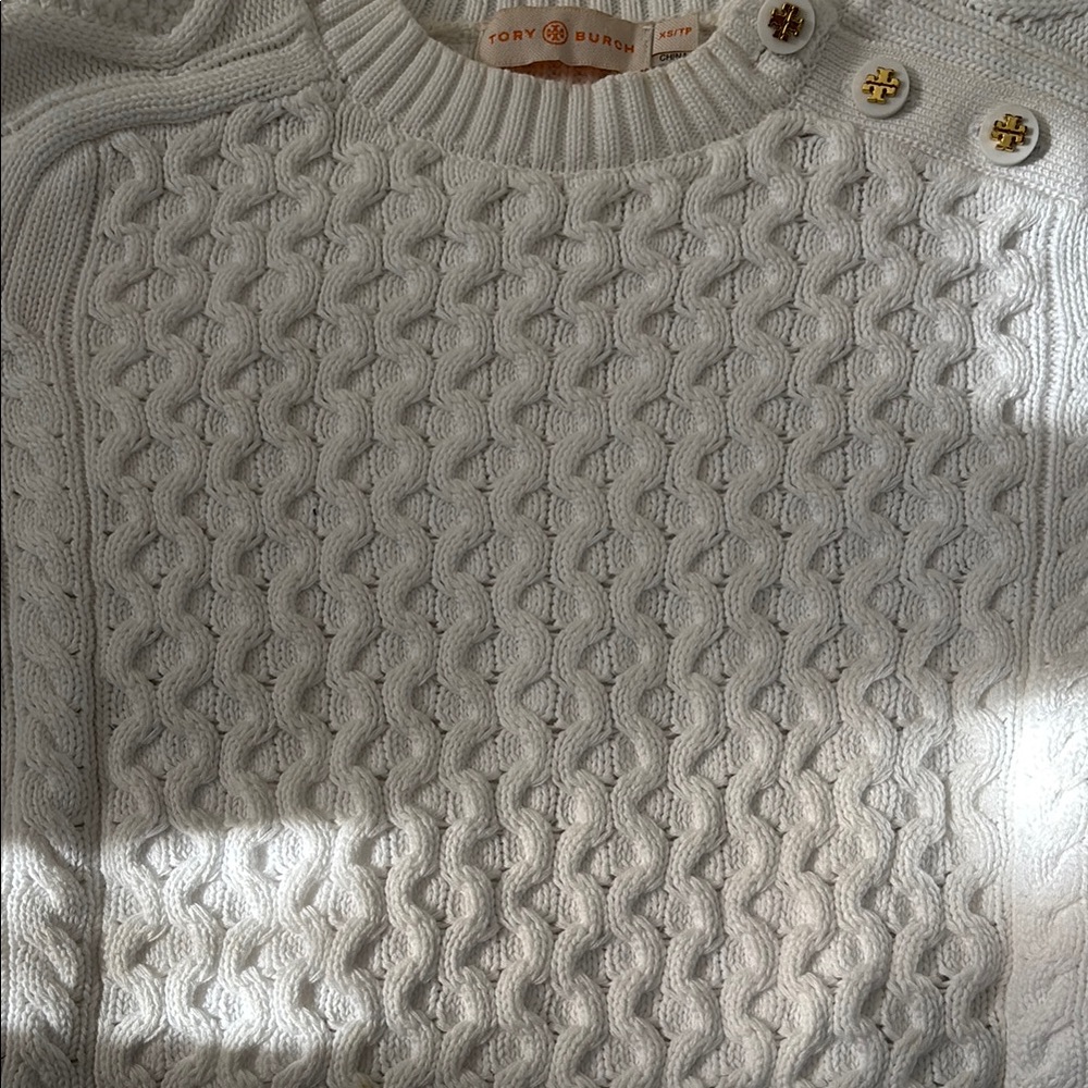 Tory Burch White Cable Knit Sweater - Picture 4 of 11